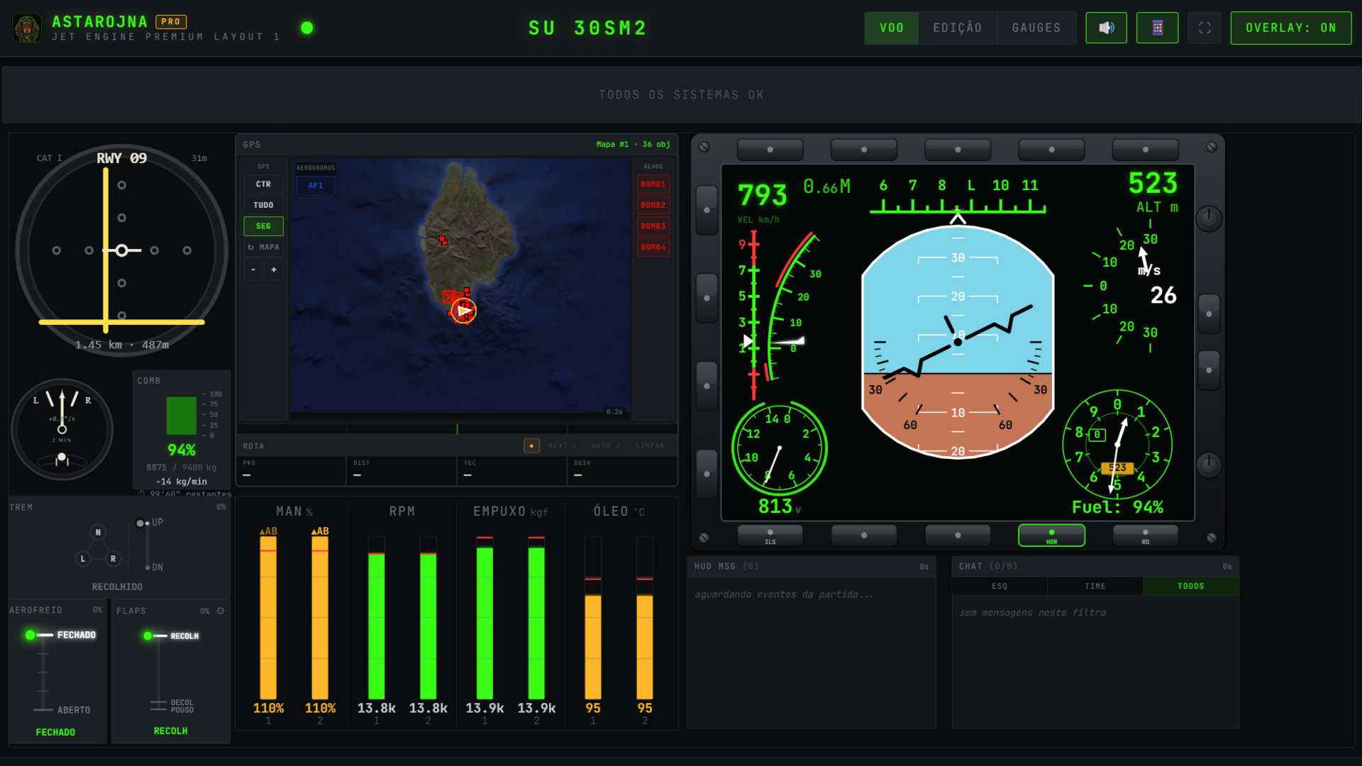 Astarojna Telemetry em uso durante um voo no War Thunder